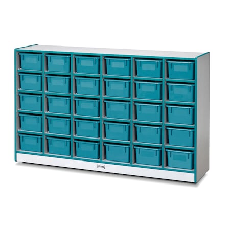 Jonti-Craft Rainbow Accents 30 Cubbie-Tray Mobile Storage, with Trays, Teal 0431JCWW005